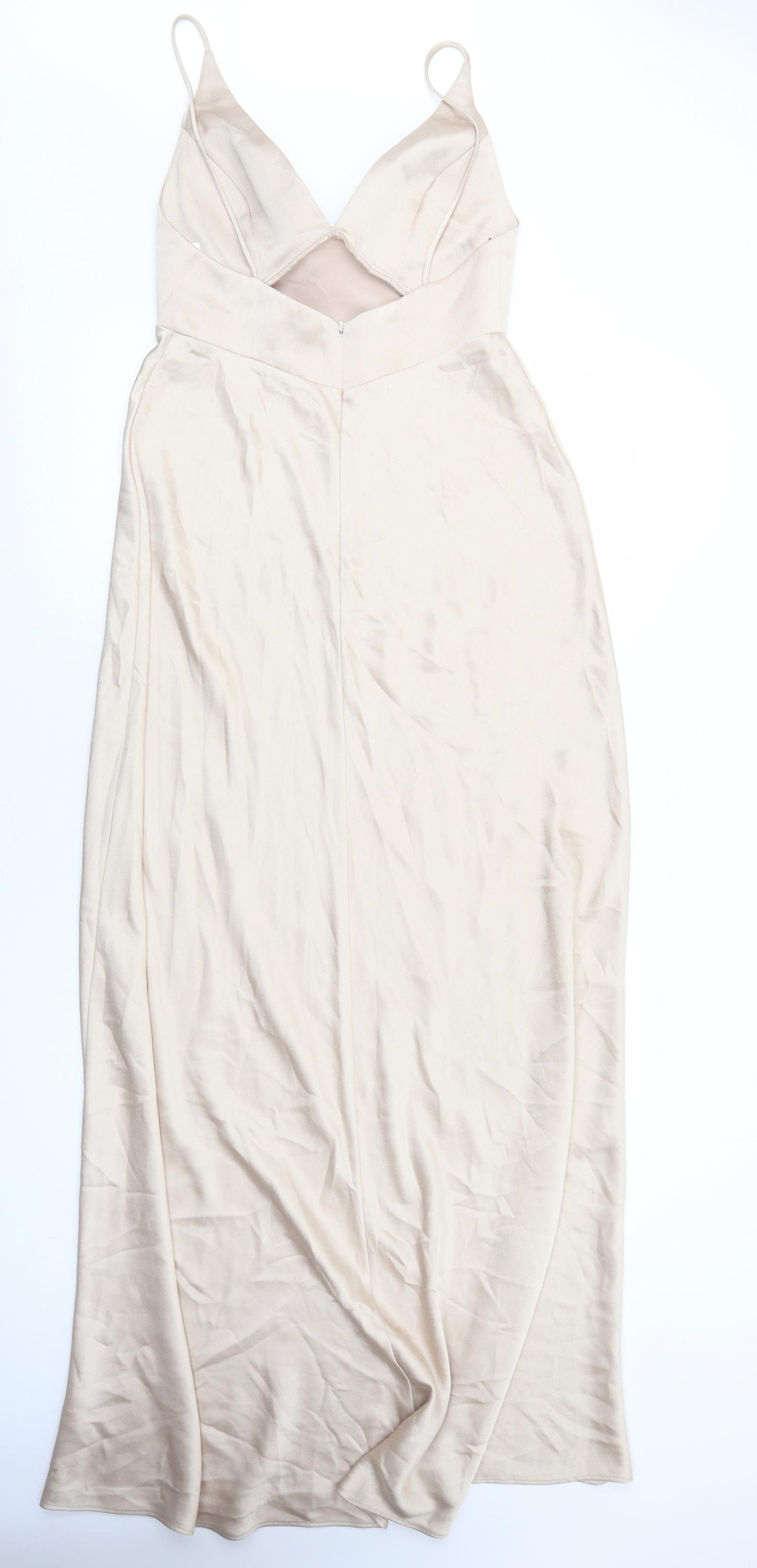 Jenny Yoo Womens Gold Polyester Ball Gown Size 8 V-Neck Zip
