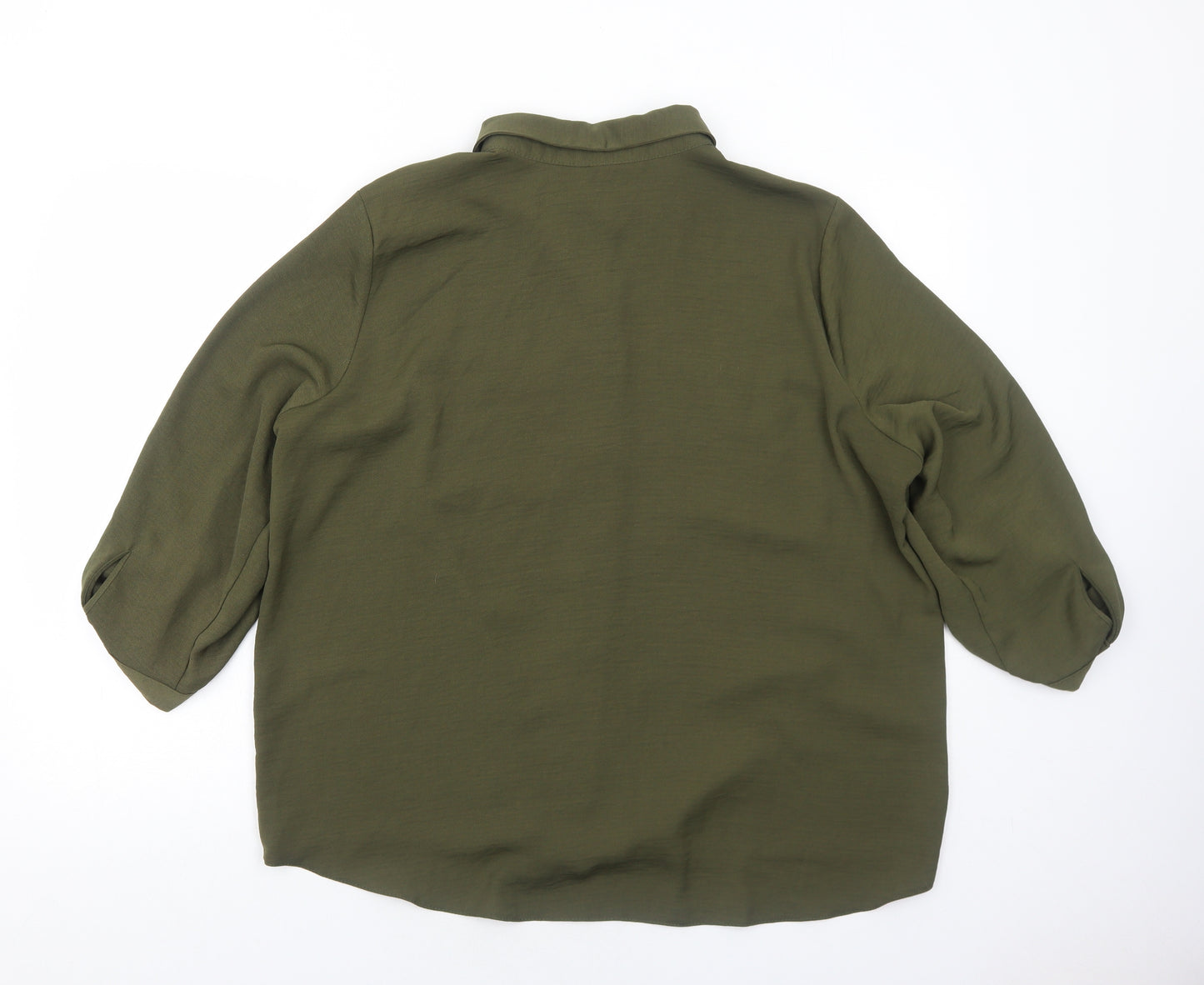 Papaya Womens Green Polyester Basic Button-Up Size 18 Collared