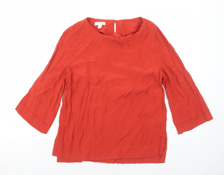 Monsoon Womens Red Polyester Basic Blouse Size 12 Round Neck