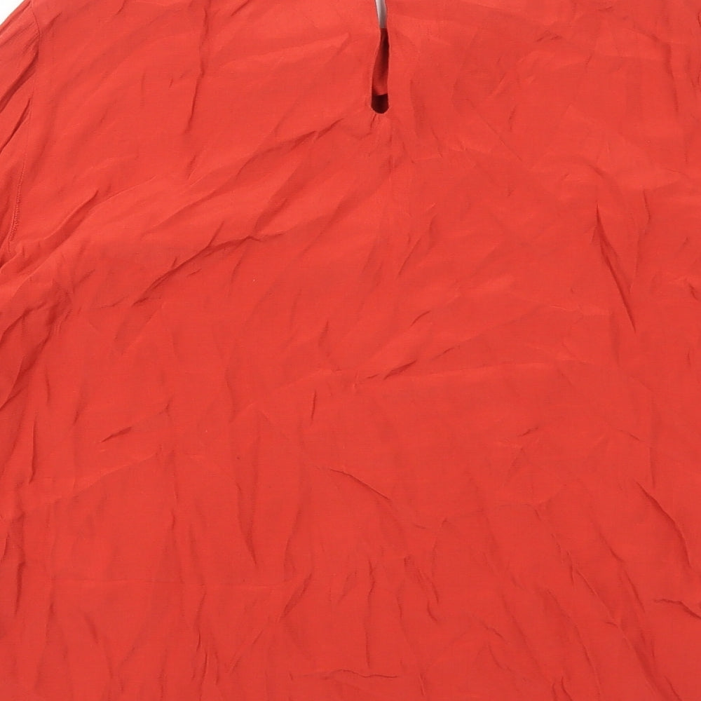 Monsoon Womens Red Polyester Basic Blouse Size 12 Round Neck
