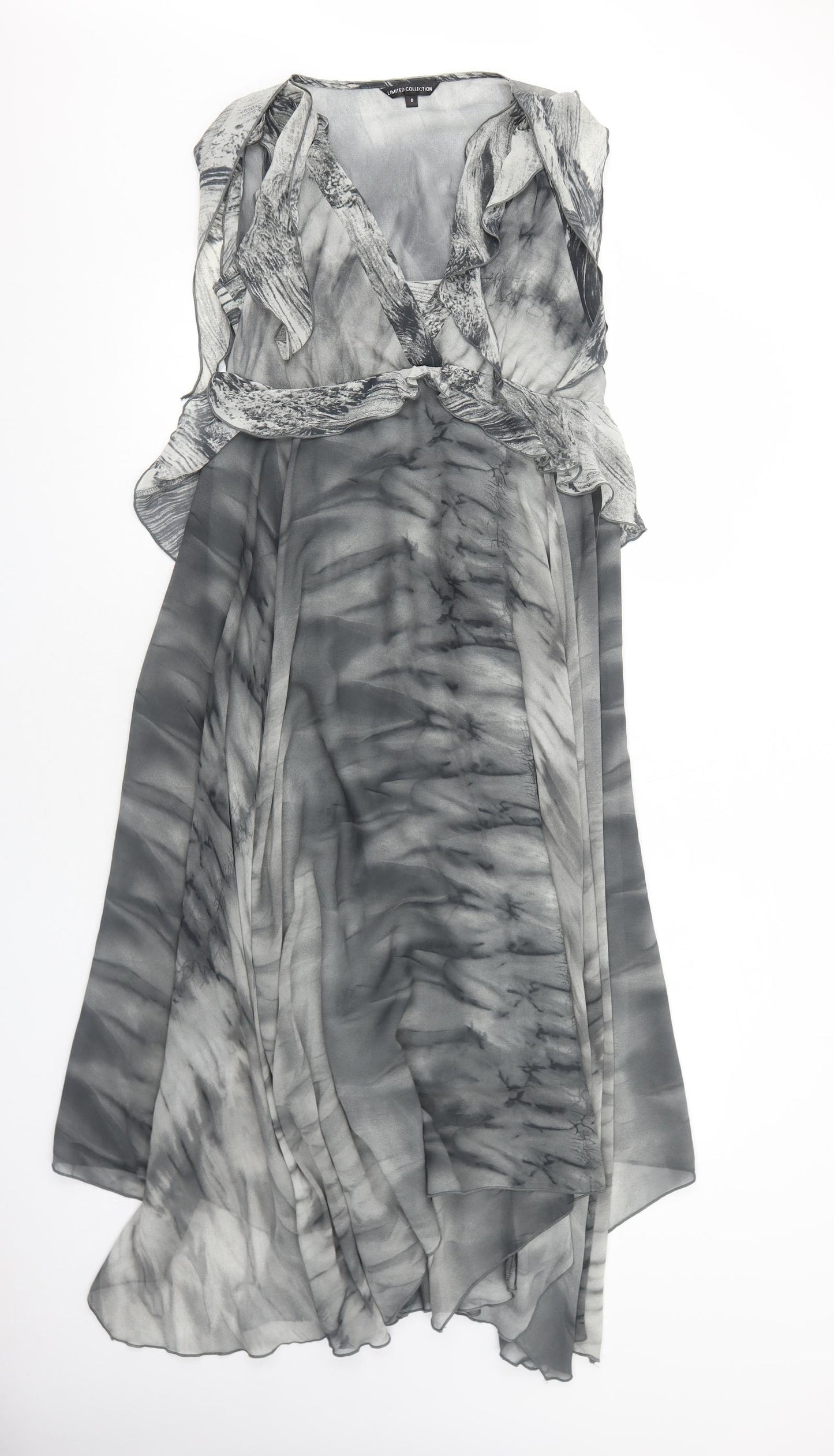 Limited Collection Womens Grey Geometric Polyester Trapeze & Swing Size 8 V-Neck Pullover