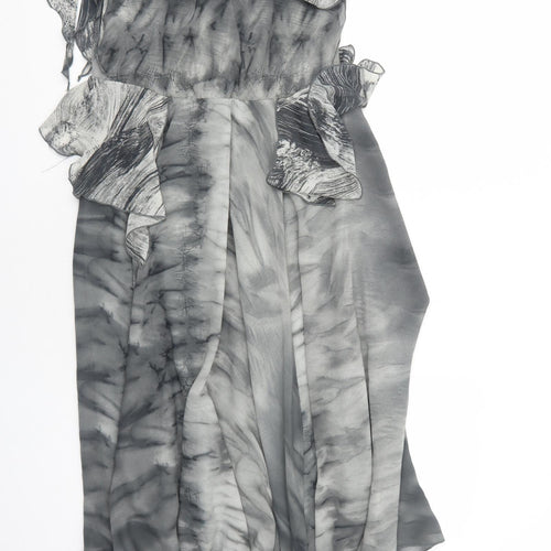 Limited Collection Womens Grey Geometric Polyester Trapeze & Swing Size 8 V-Neck Pullover