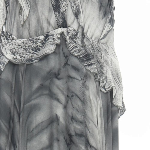 Limited Collection Womens Grey Geometric Polyester Trapeze & Swing Size 8 V-Neck Pullover