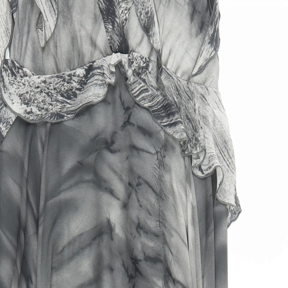 Limited Collection Womens Grey Geometric Polyester Trapeze & Swing Size 8 V-Neck Pullover