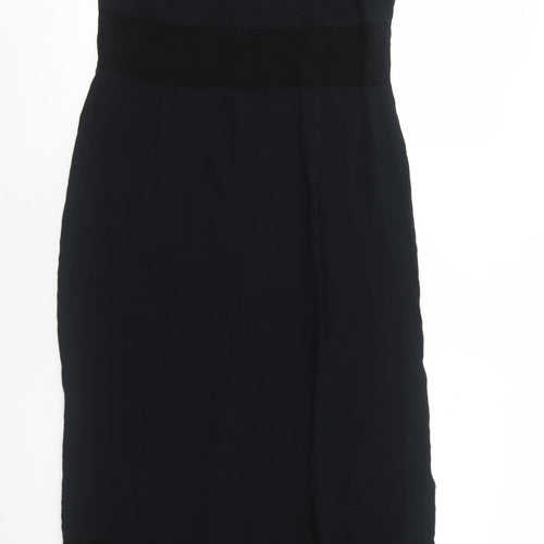 Marks and Spencer Womens Black Polyester Maxi Size 8 Round Neck Pullover