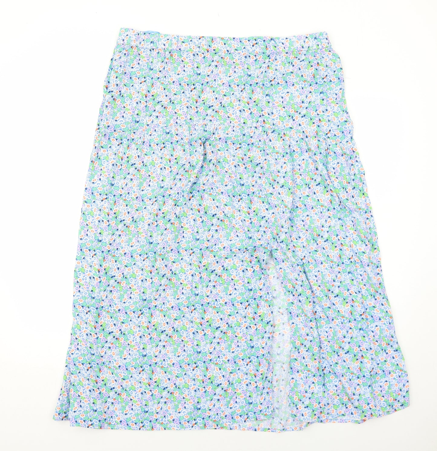 Marks and Spencer Womens Blue Floral Polyester Peasant Skirt Size 18