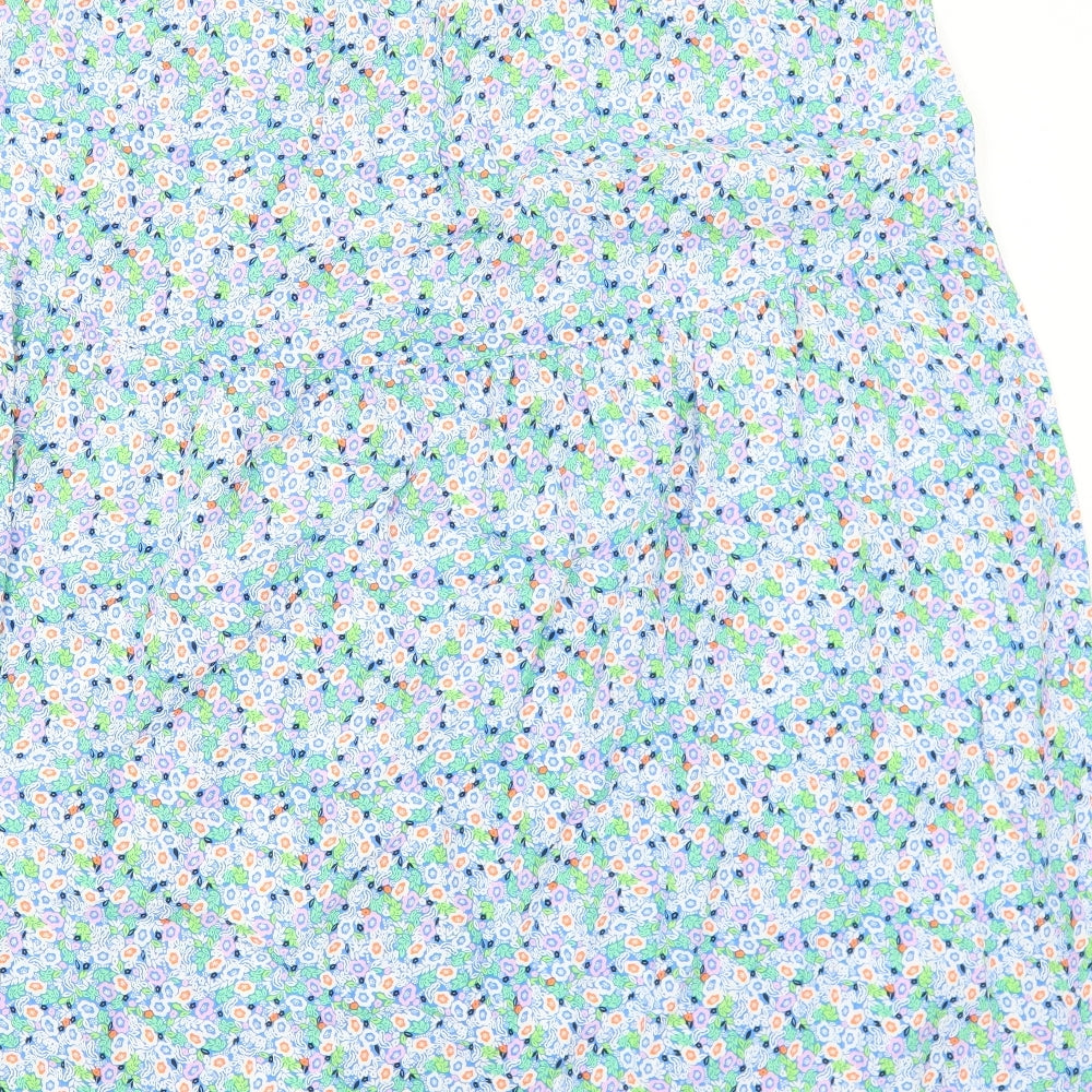 Marks and Spencer Womens Blue Floral Polyester Peasant Skirt Size 18