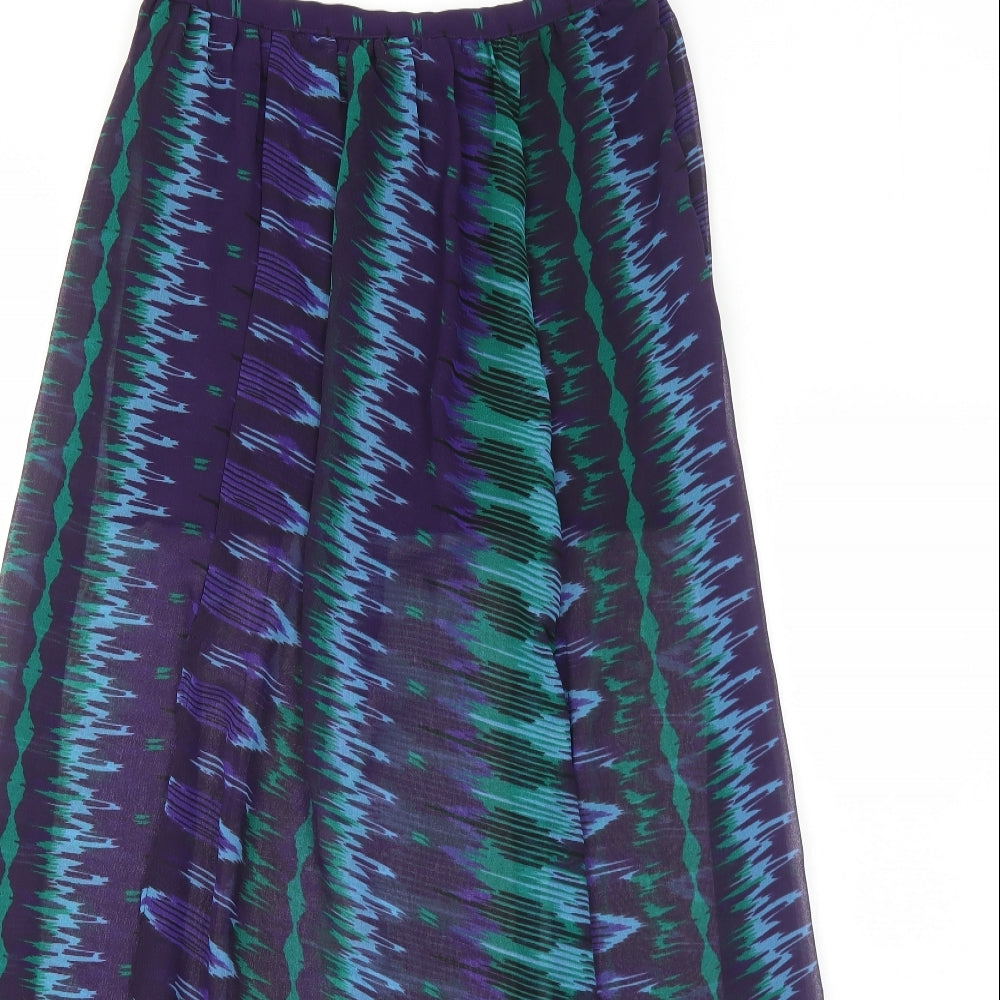 Angie Womens Purple Geometric Polyester Peasant Skirt Size M Zip