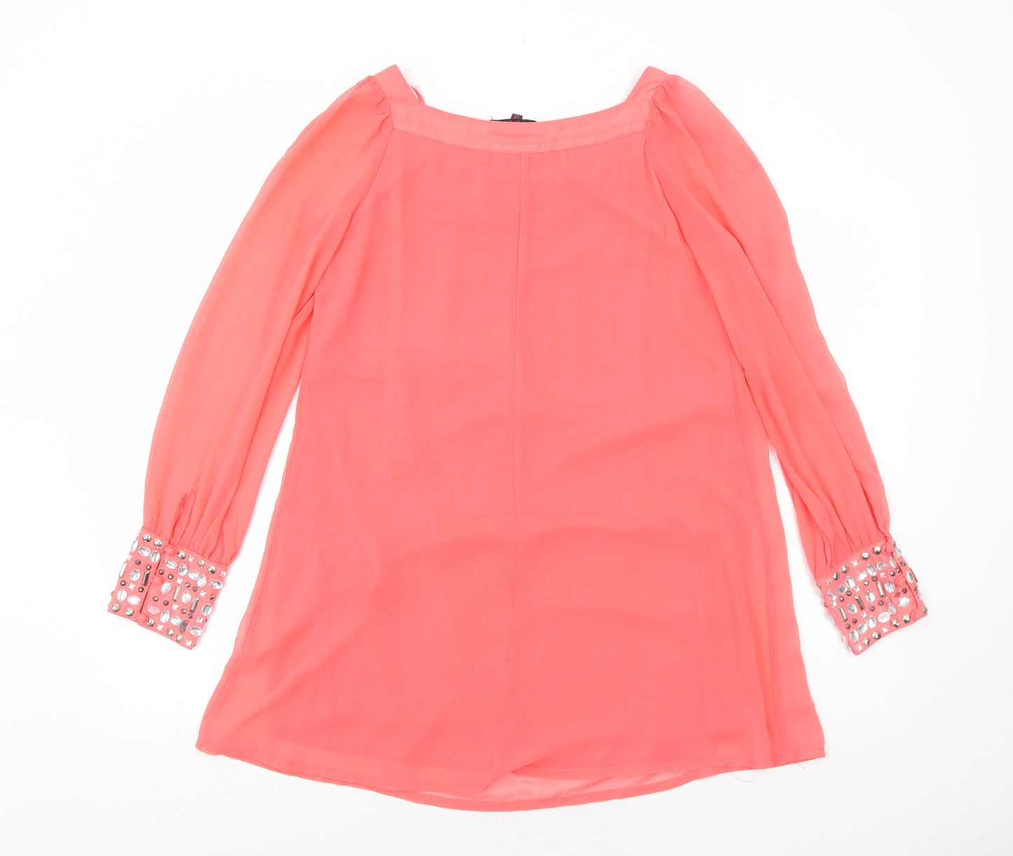 Lila Womens Pink Polyester A-Line Size 12 Square Neck Pullover
