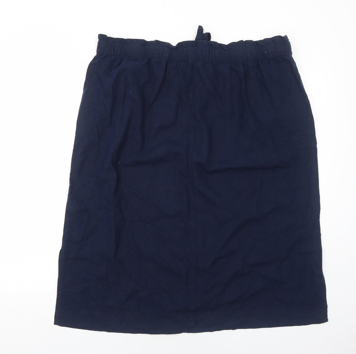 Marks and Spencer Womens Blue Linen A-Line Skirt Size 22 Drawstring