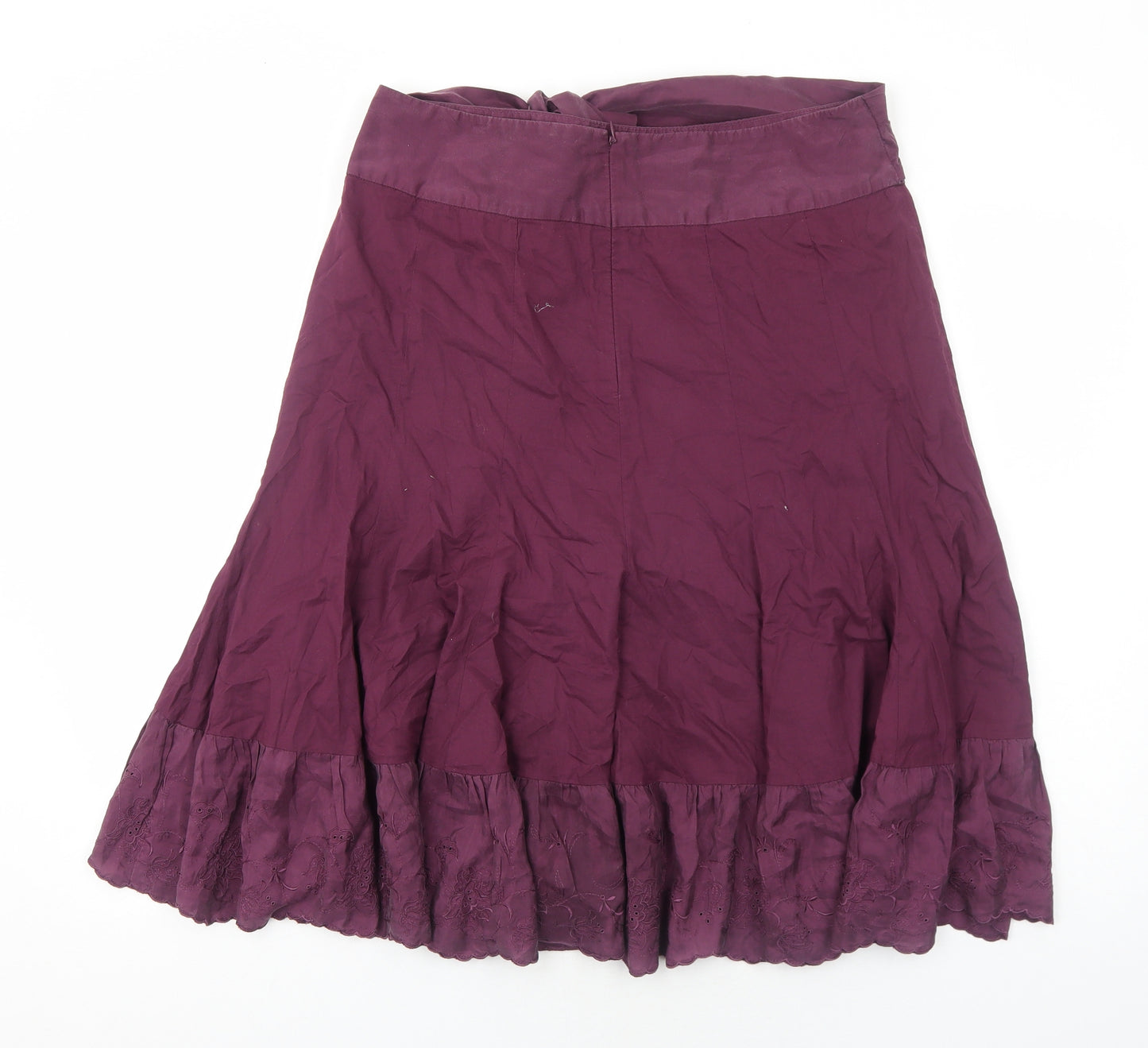 Marks and Spencer Womens Purple Cotton Swing Skirt Size 12 Zip