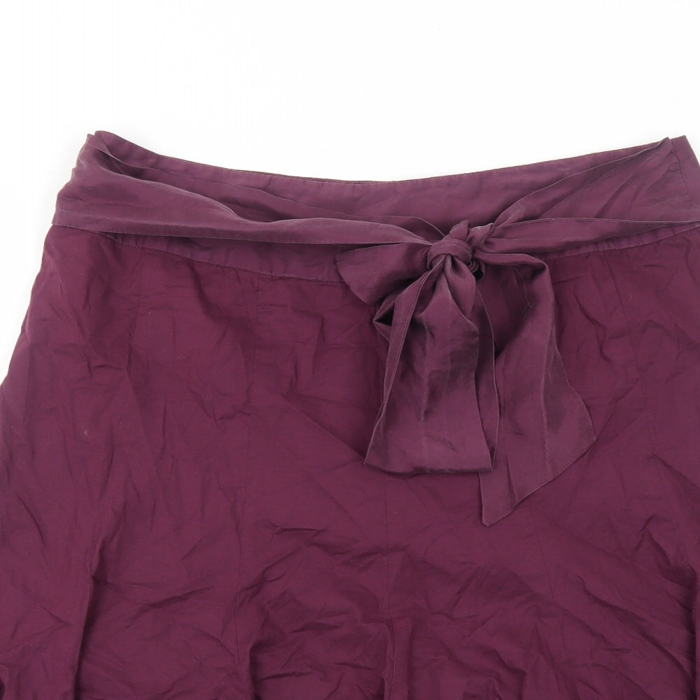 Marks and Spencer Womens Purple Cotton Swing Skirt Size 12 Zip