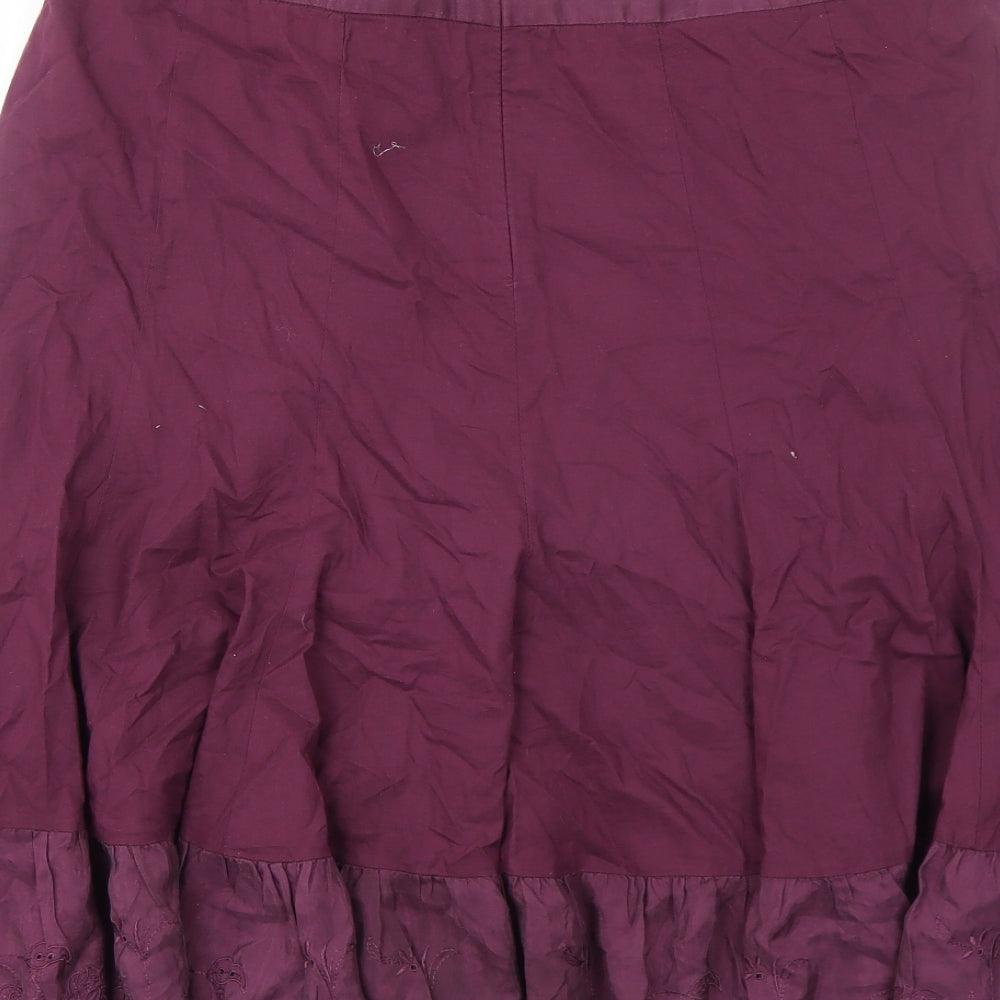 Marks and Spencer Womens Purple Cotton Swing Skirt Size 12 Zip