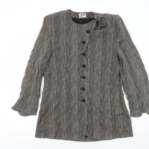 Sting Womens Black Geometric Jacket Blazer Size M Button