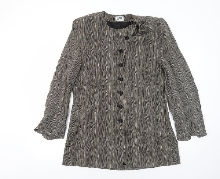 Sting Womens Black Geometric Jacket Blazer Size M Button