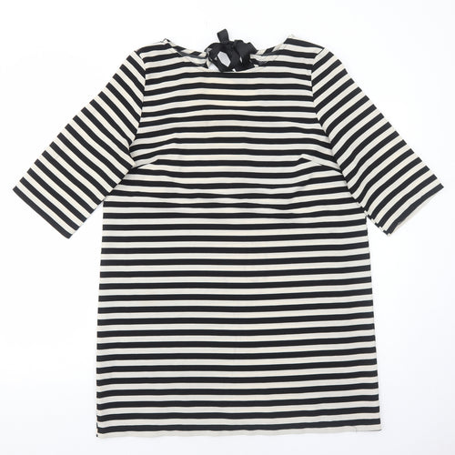 Atmosphere Womens Black Striped Polyester A-Line Size 16 Round Neck Tie