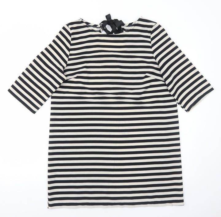 Atmosphere Womens Black Striped Polyester A-Line Size 16 Round Neck Tie