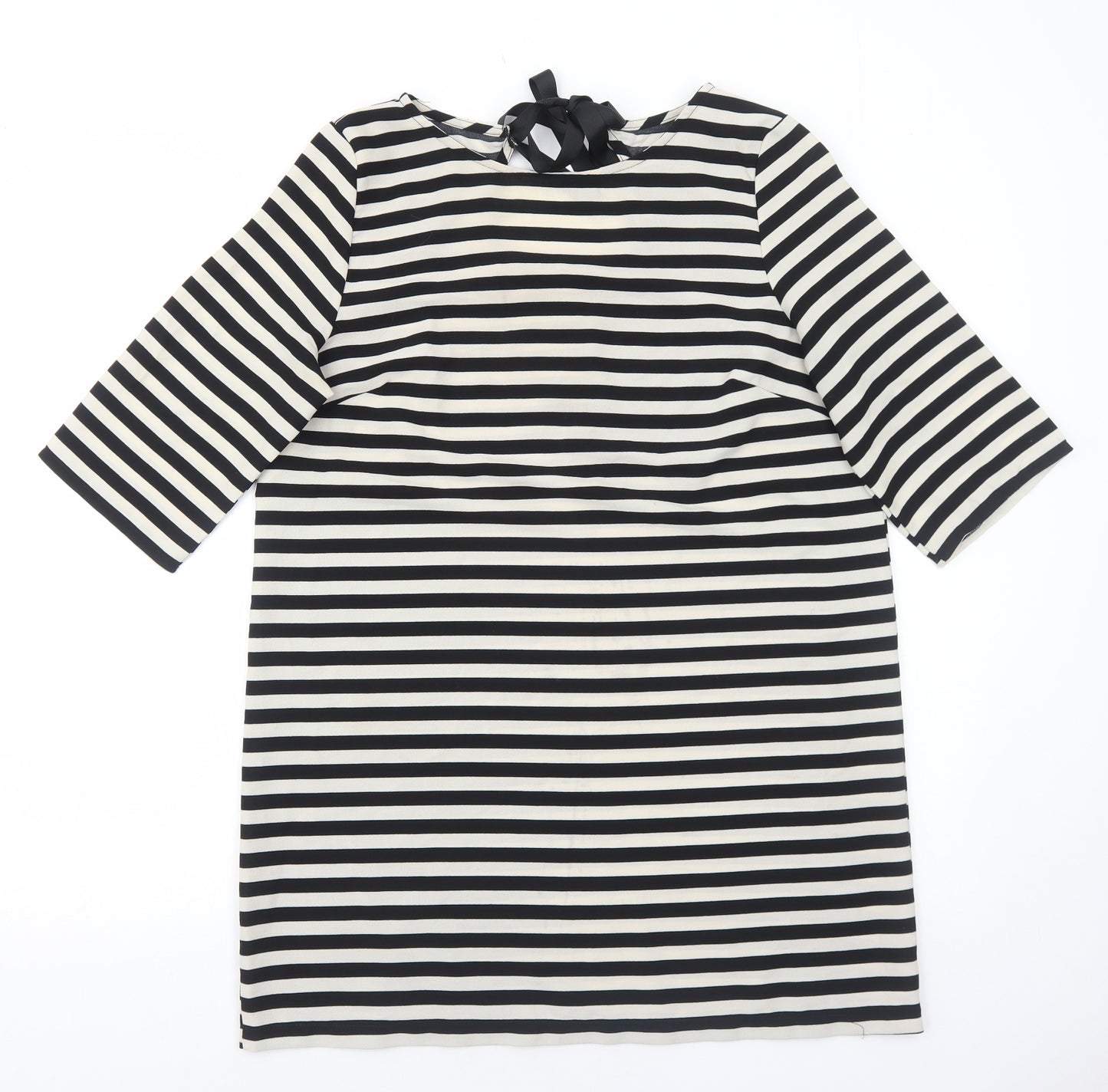 Atmosphere Womens Black Striped Polyester A-Line Size 16 Round Neck Tie