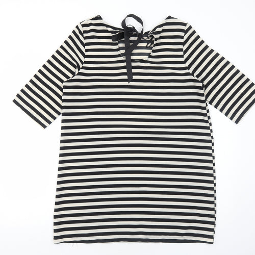 Atmosphere Womens Black Striped Polyester A-Line Size 16 Round Neck Tie