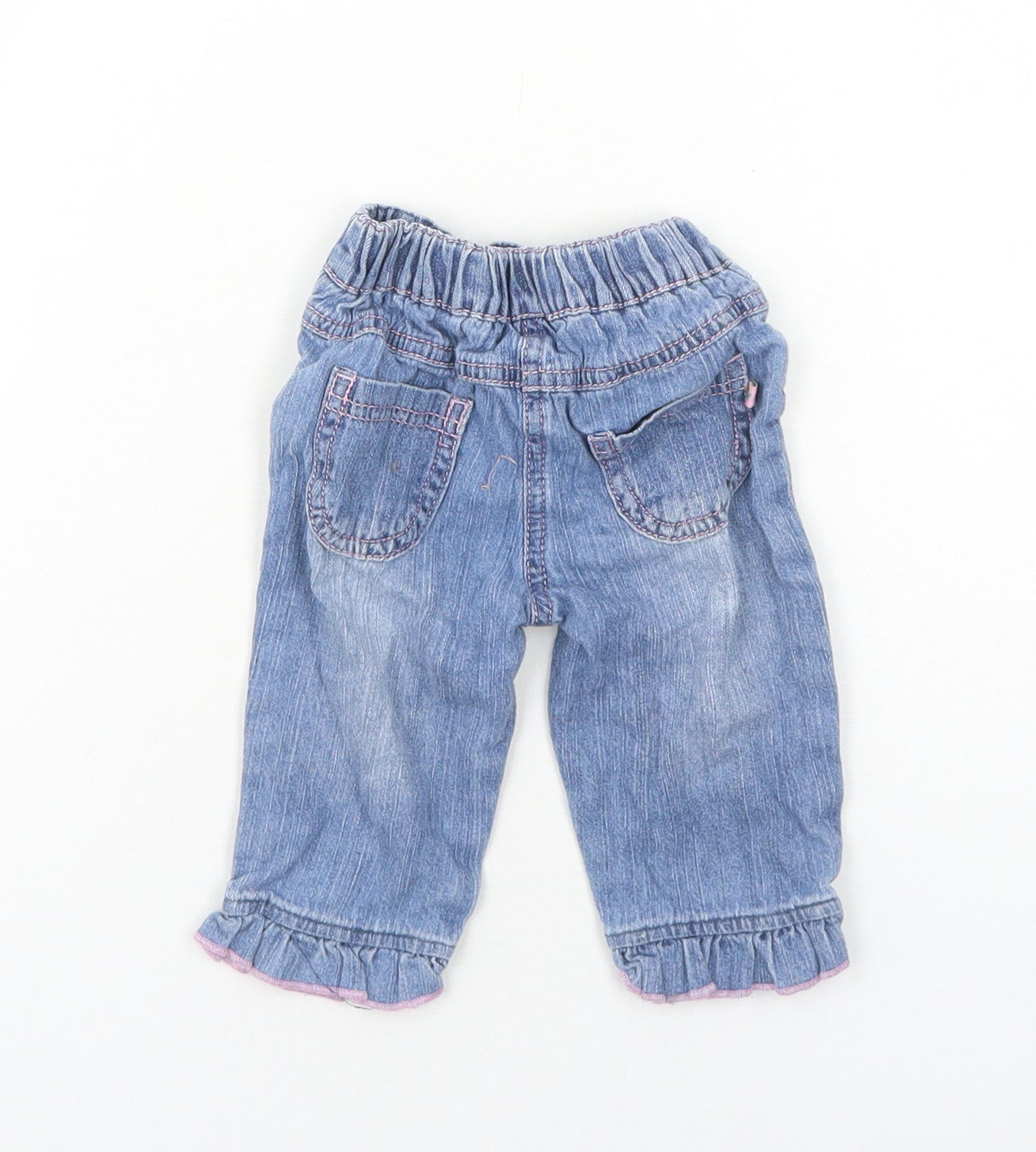 Babaluno Girls Blue Cotton Cropped Jeans Size 3-6 Months Button