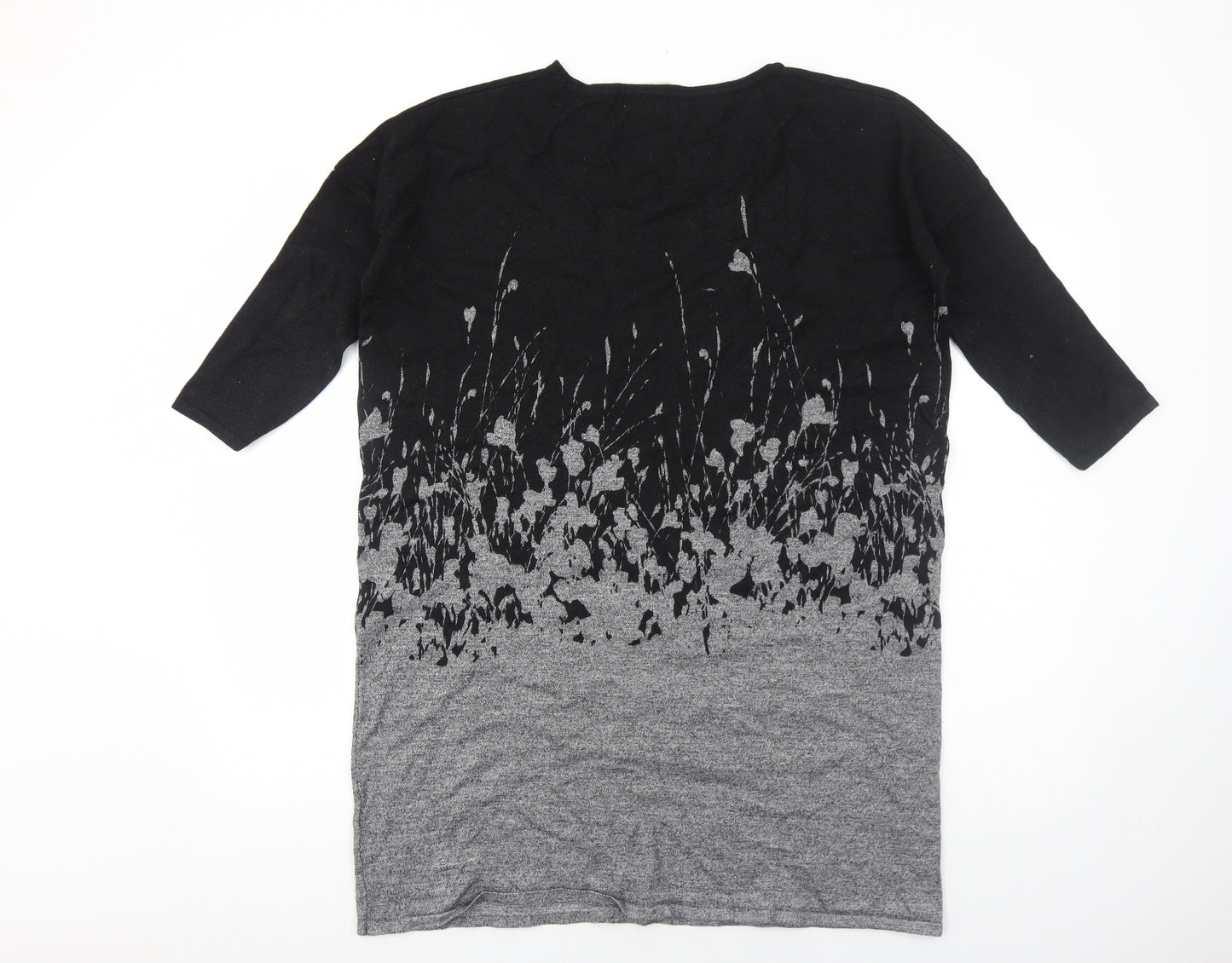Phase Eight Womens Black Geometric Viscose A-Line Size M Round Neck Pullover
