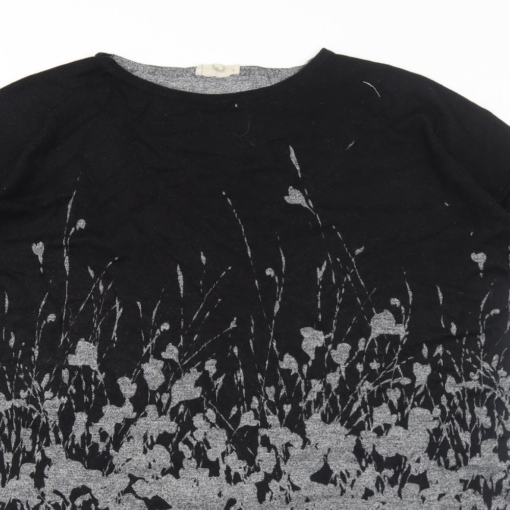 Phase Eight Womens Black Geometric Viscose A-Line Size M Round Neck Pullover