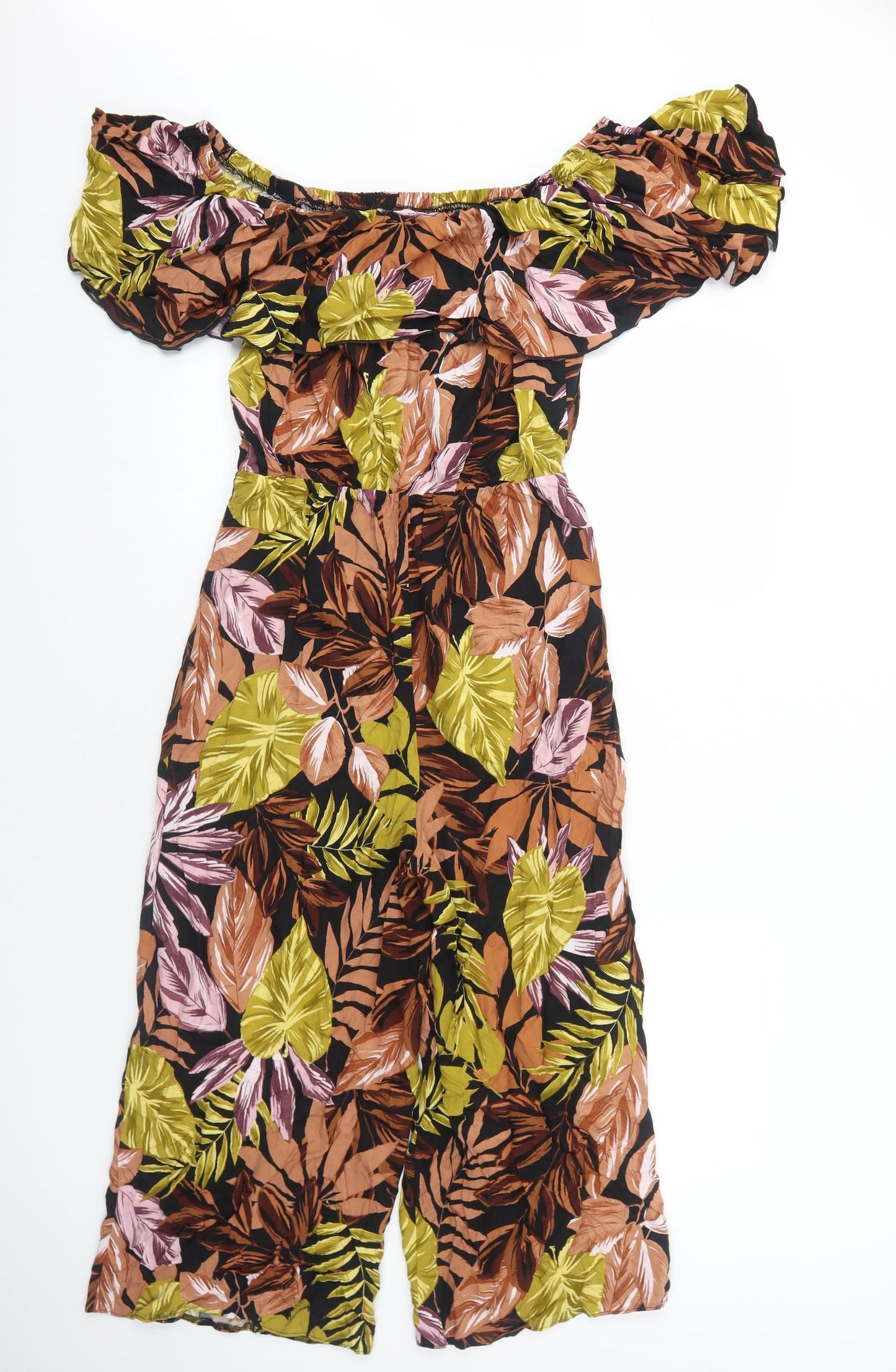 George Womens Black Floral Viscose Jumpsuit One-Piece Size 12 Pullover - Bardot