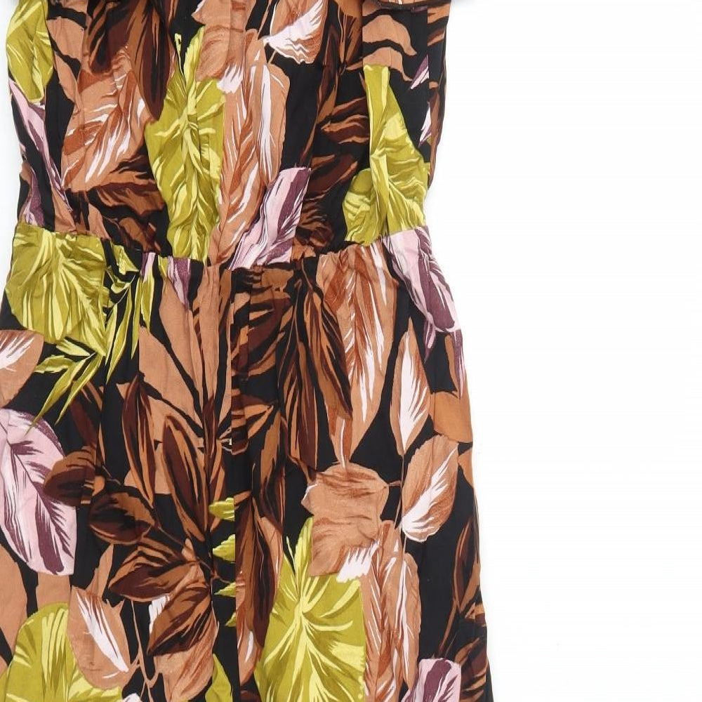 George Womens Black Floral Viscose Jumpsuit One-Piece Size 12 Pullover - Bardot