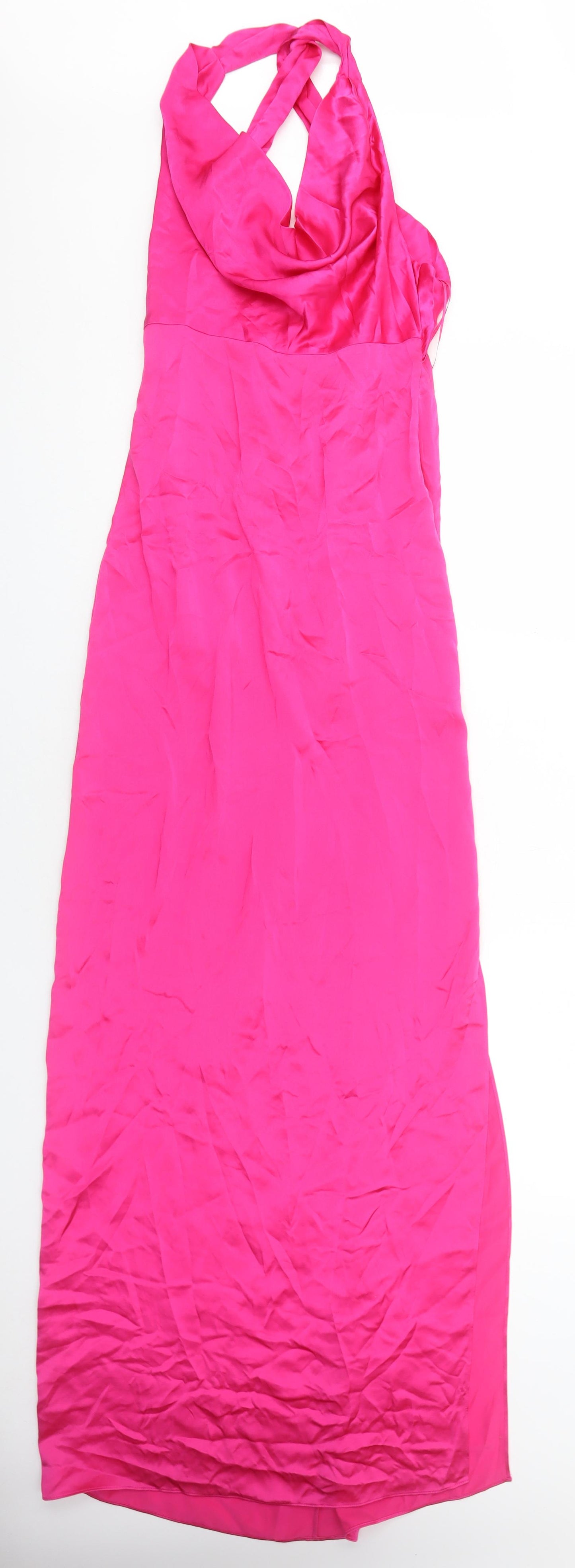 Massimo Dutti Womens Pink Polyester Ball Gown Size XS Cowl Neck Zip