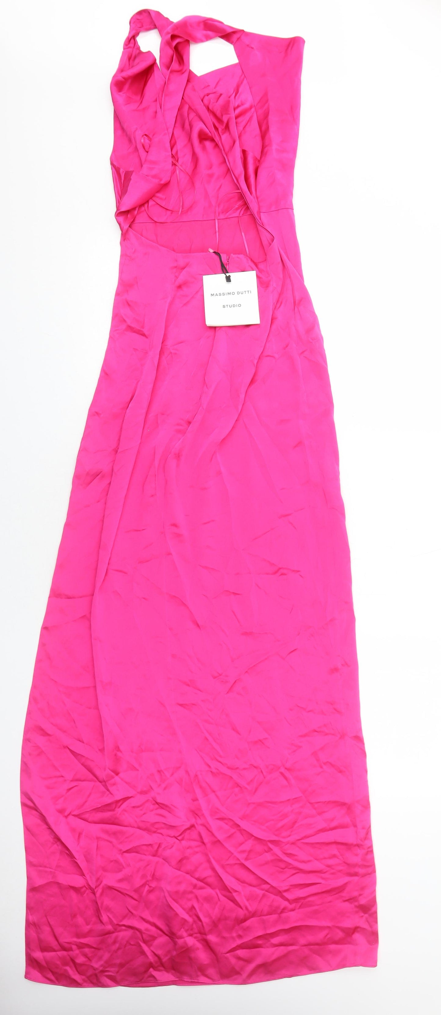 Massimo Dutti Womens Pink Polyester Ball Gown Size XS Cowl Neck Zip
