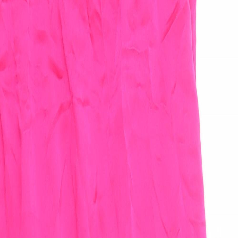 Massimo Dutti Womens Pink Polyester Ball Gown Size XS Cowl Neck Zip
