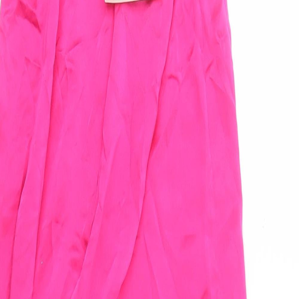 Massimo Dutti Womens Pink Polyester Ball Gown Size XS Cowl Neck Zip