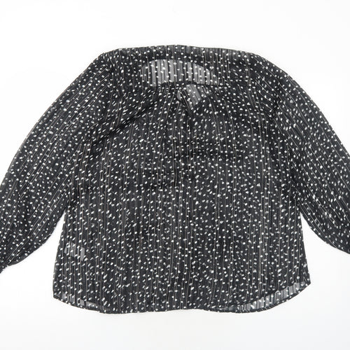 Together Womens Black Geometric Polyester Basic Blouse Size 12 Round Neck