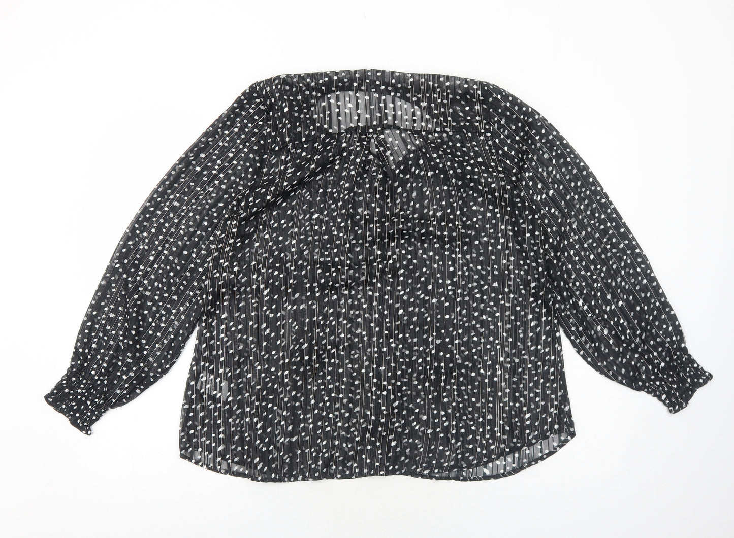 Together Womens Black Geometric Polyester Basic Blouse Size 12 Round Neck
