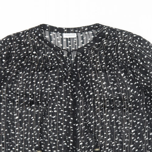 Together Womens Black Geometric Polyester Basic Blouse Size 12 Round Neck