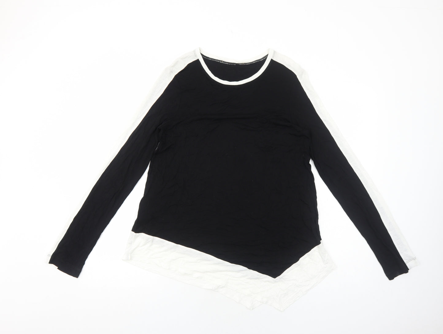 Preworn Womens Black Polyester Basic T-Shirt Size M Round Neck