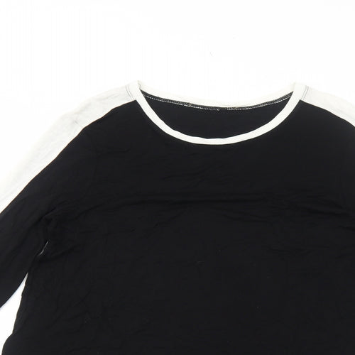 Preworn Womens Black Polyester Basic T-Shirt Size M Round Neck