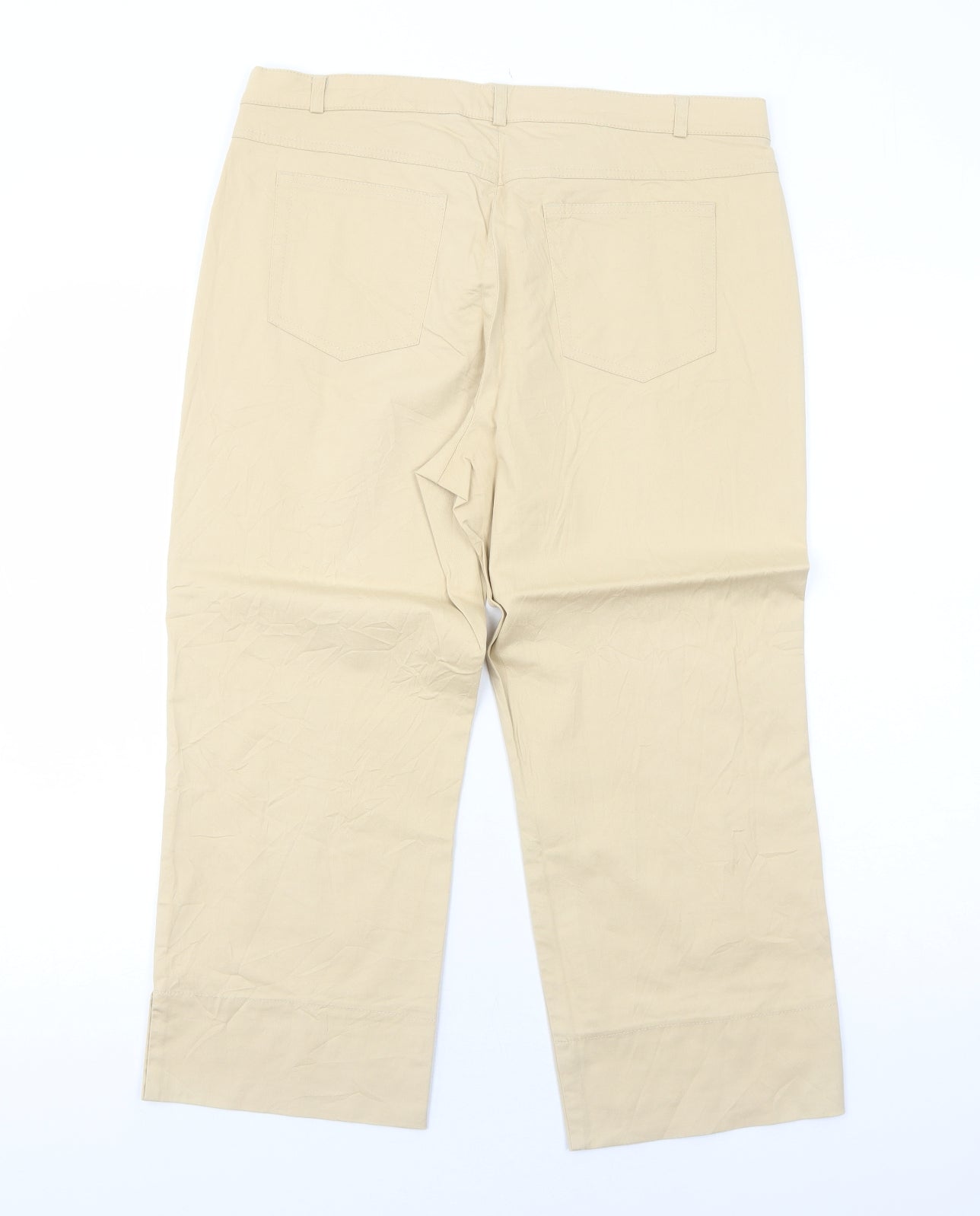 DELMOD Womens Beige Cotton Trousers Size 16 Regular Zip