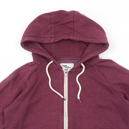 Cedar Wood State Mens Purple Cotton Full Zip Hoodie Size XS