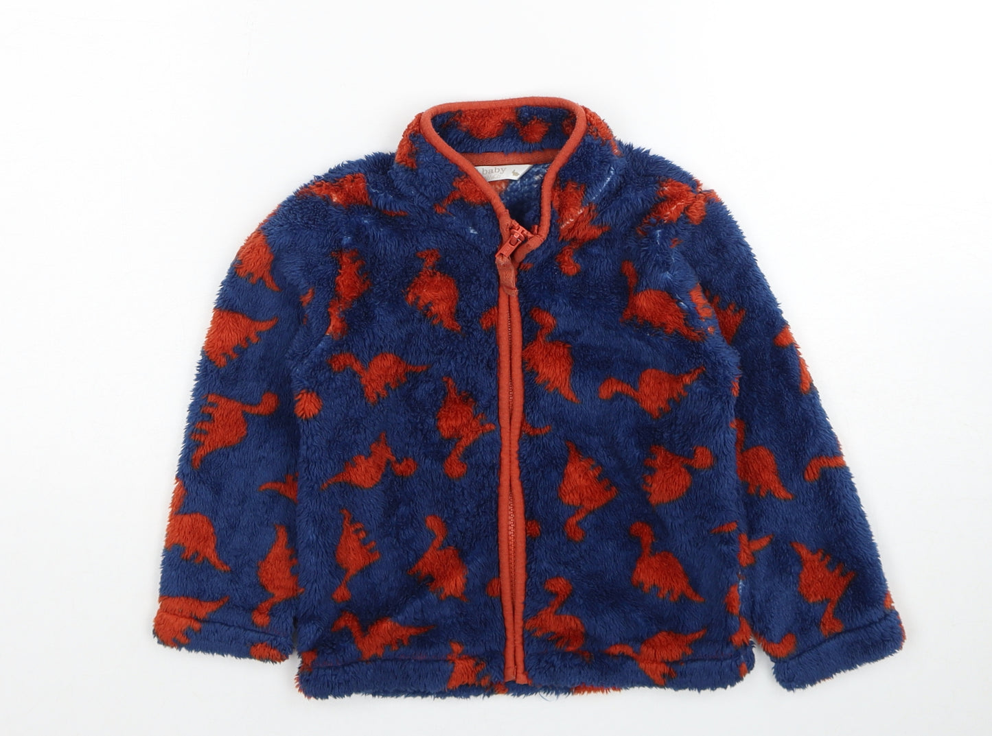 M&Co Boys Blue Geometric Jacket Size 2-3 Years Zip - Dinosaur Print