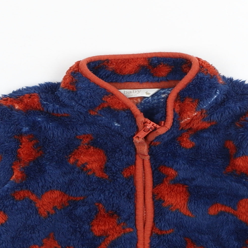 M&Co Boys Blue Geometric Jacket Size 2-3 Years Zip - Dinosaur Print