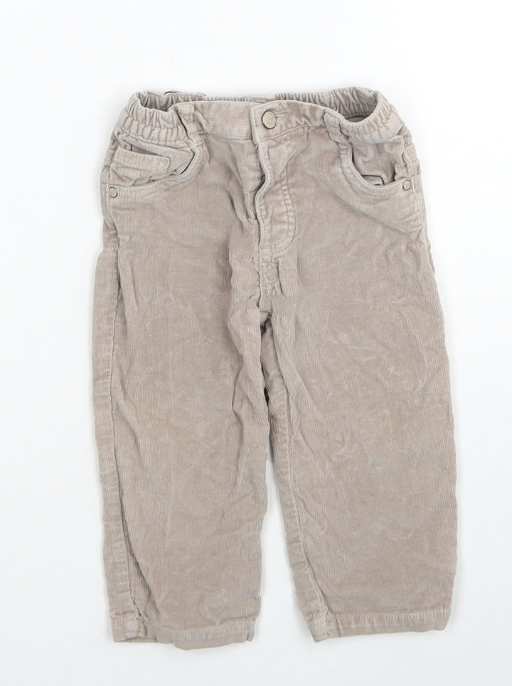 Grain de Ble Girls Beige Cotton Capri Trousers Size 18 Months Button