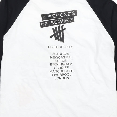 Preworn Mens White Cotton T-Shirt Size S Round Neck - 5 Seconds of Summer