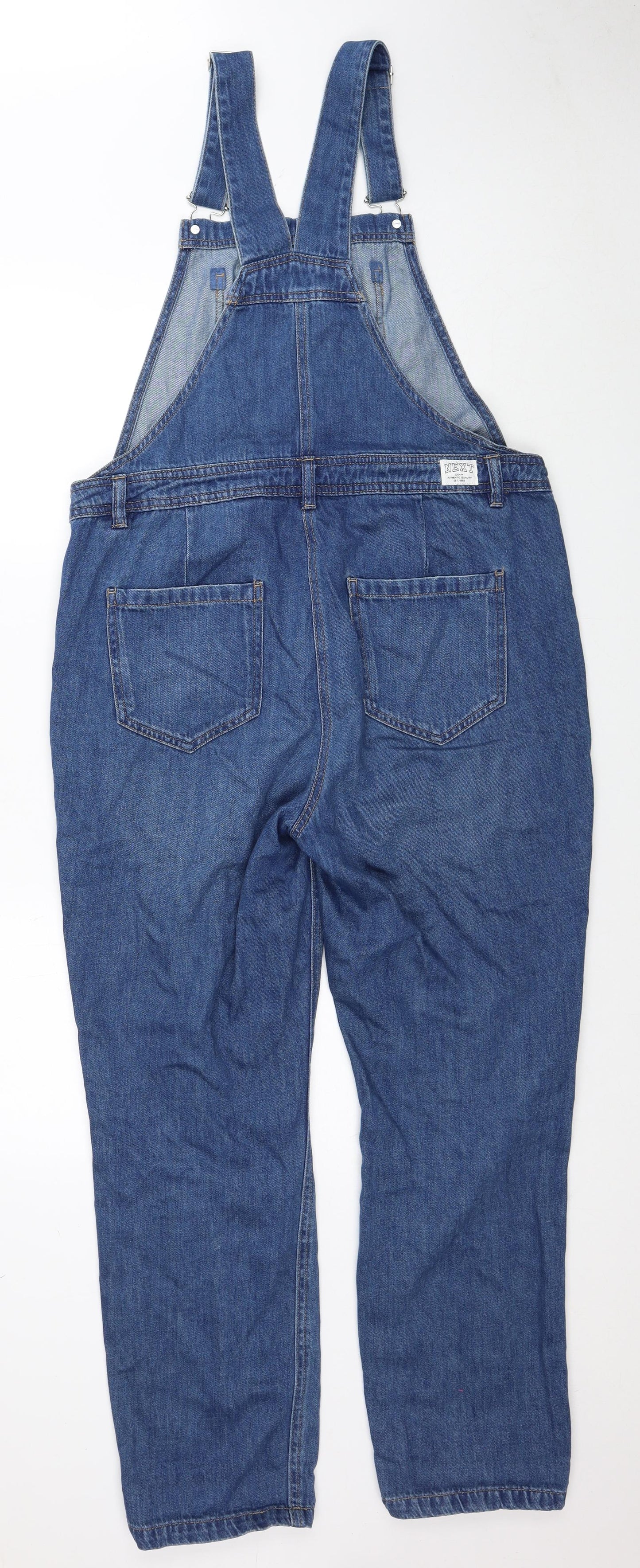 NEXT Womens Blue Cotton Dungaree One-Piece Size 12 Button