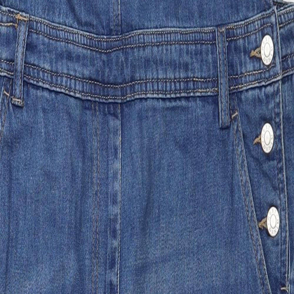NEXT Womens Blue Cotton Dungaree One-Piece Size 12 Button