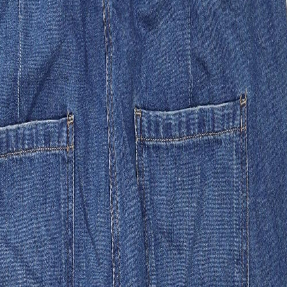 NEXT Womens Blue Cotton Dungaree One-Piece Size 12 Button