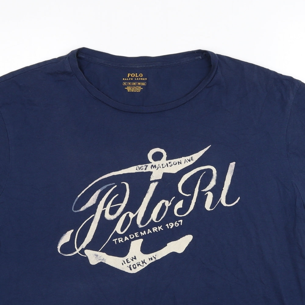 Polo Ralph Lauren Mens Blue Cotton T-Shirt Size XL Round Neck