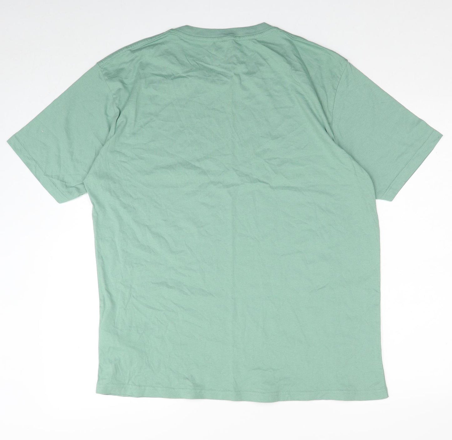 Yes Friends. Mens Green Cotton T-Shirt Size XL Round Neck