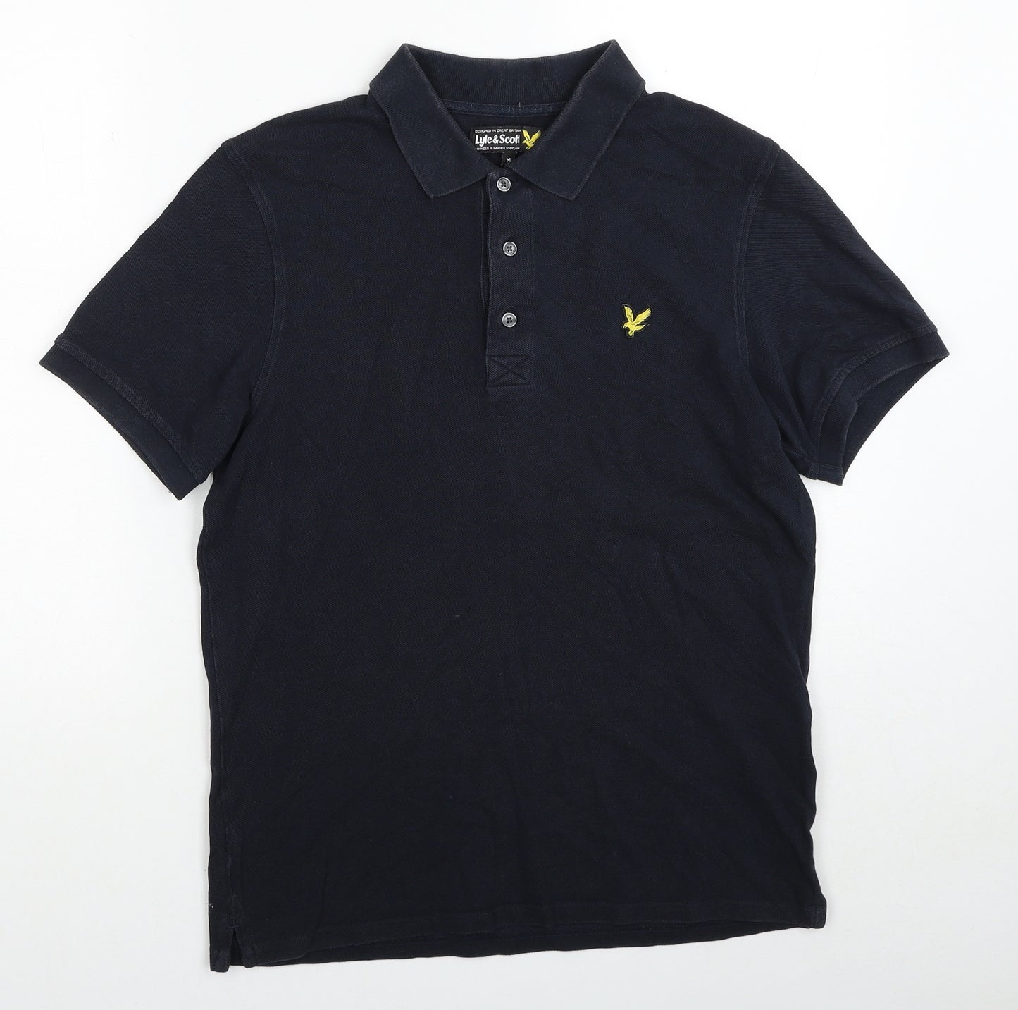 Lyle & Scott Mens Black Cotton Polo Size M Collared Pullover