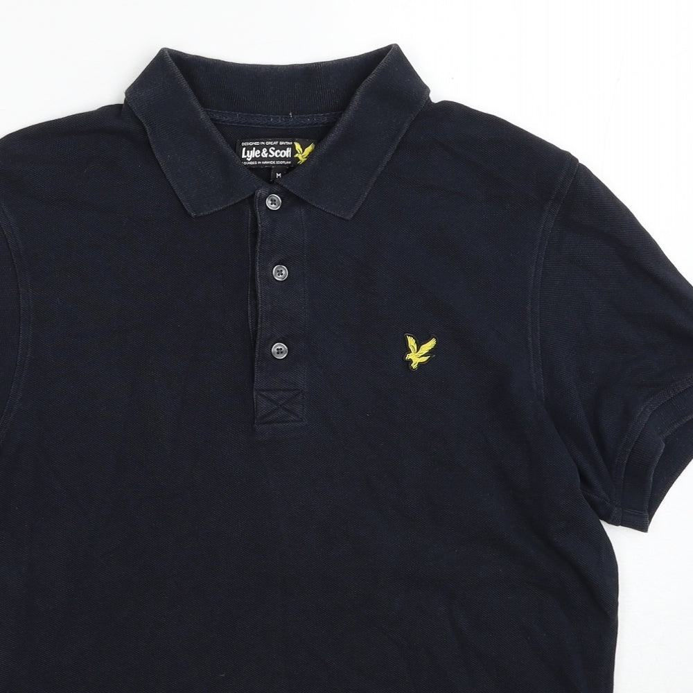 Lyle & Scott Mens Black Cotton Polo Size M Collared Pullover